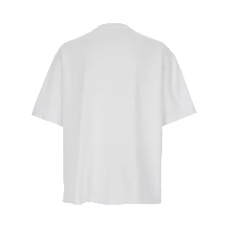 White T-Shirt with Logo Lettering Printed on the Front in Cotton Man