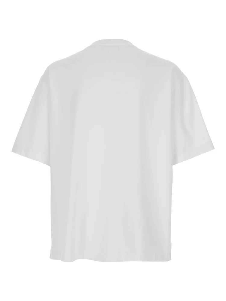 White T-Shirt with Logo Lettering Printed on the Front in Cotton Man alternative