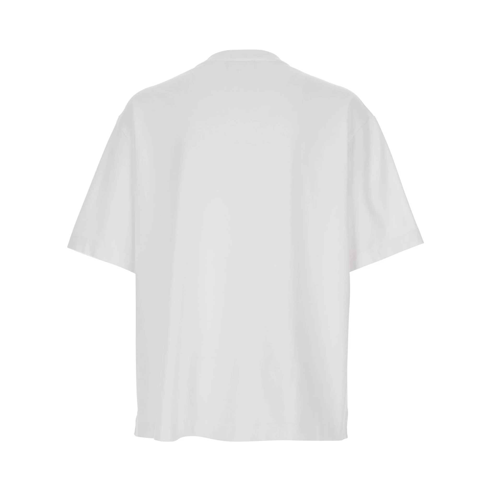 White T-Shirt with Logo Lettering Printed on the Front in Cotton Man