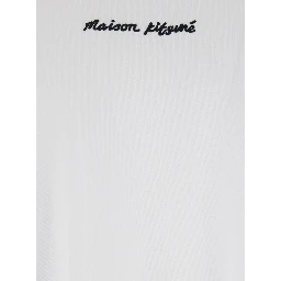 White T-Shirt with Logo Lettering Printed on the Front in Cotton Man