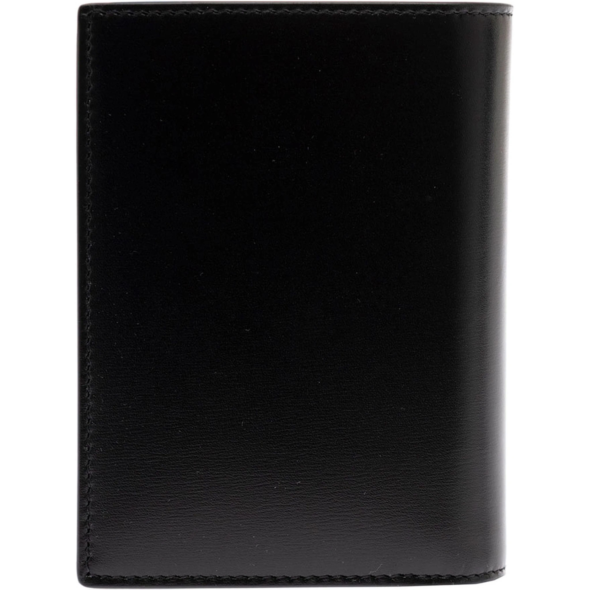 Black Leather Wallet with YSL Metal Logo Man