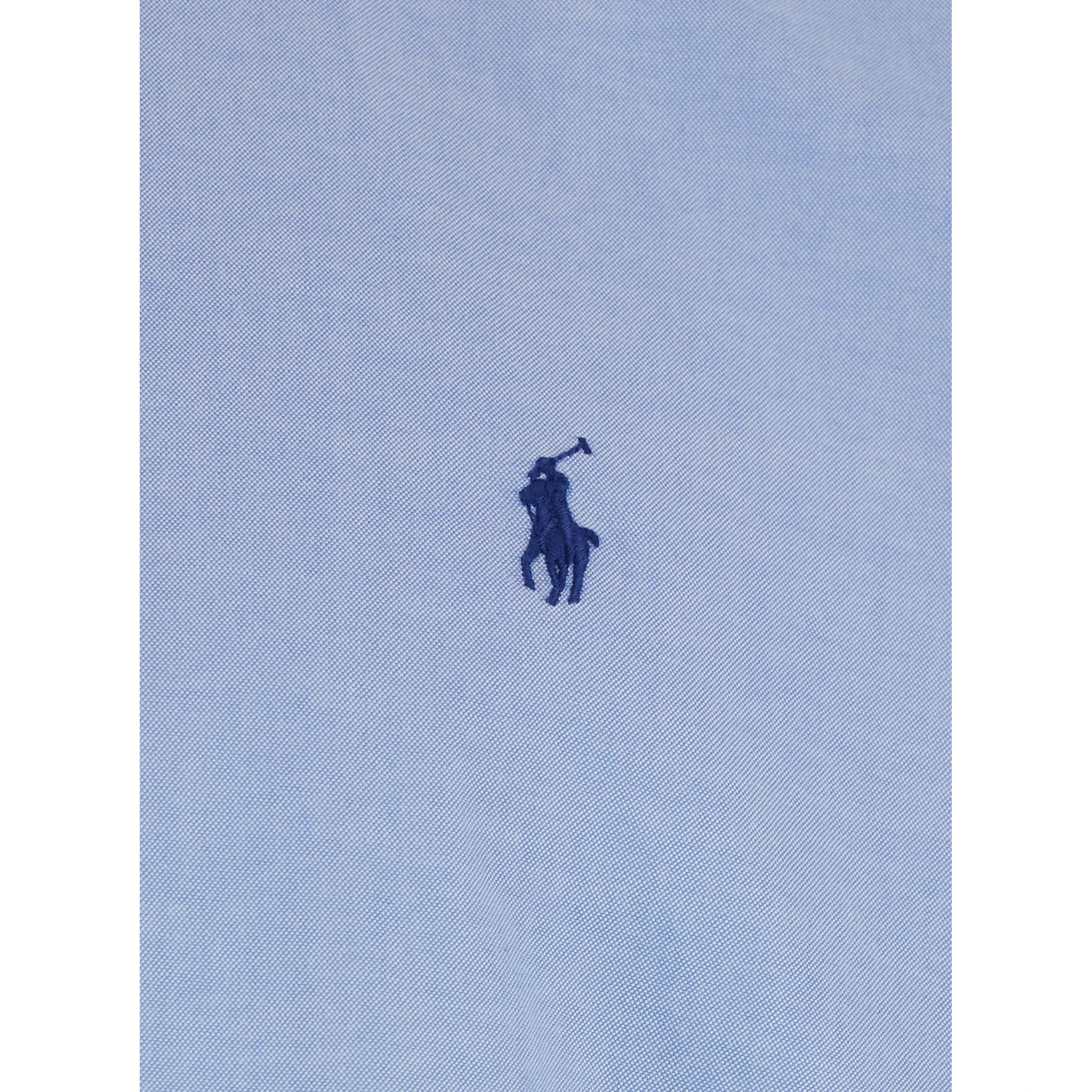 Custom Fit Blue Shirt with Button Down Collar and Pony Embroidery on the Front in Stretch Cotton Man