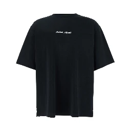 Black T-Shirt with Logo Lettering Printed on the Front in Cotton Man