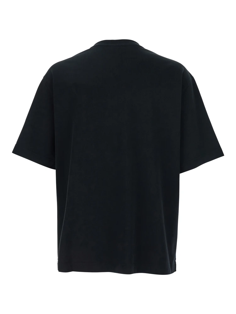 Black T-Shirt with Logo Lettering Printed on the Front in Cotton Man alternative