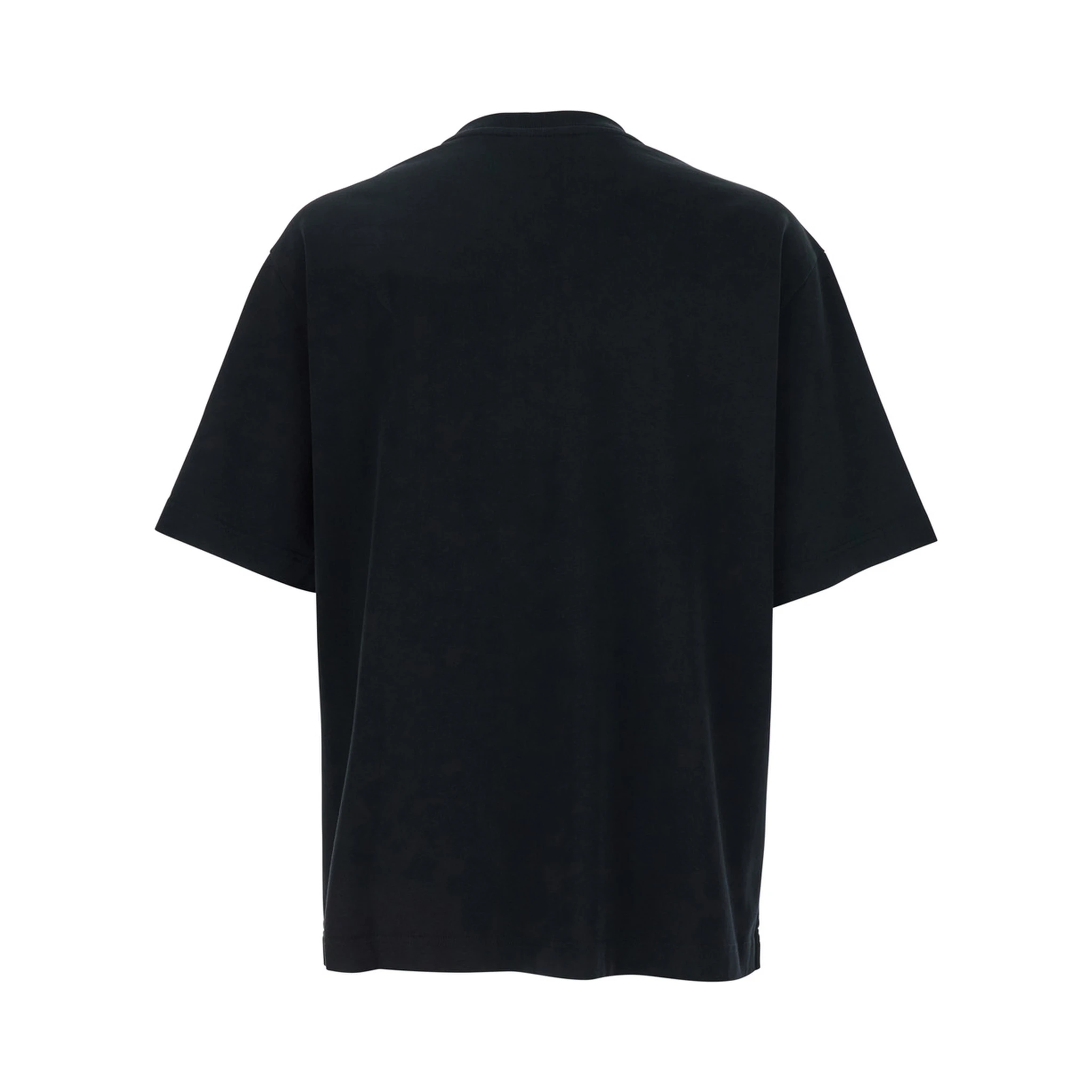 Black T-Shirt with Logo Lettering Printed on the Front in Cotton Man