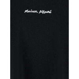 Black T-Shirt with Logo Lettering Printed on the Front in Cotton Man