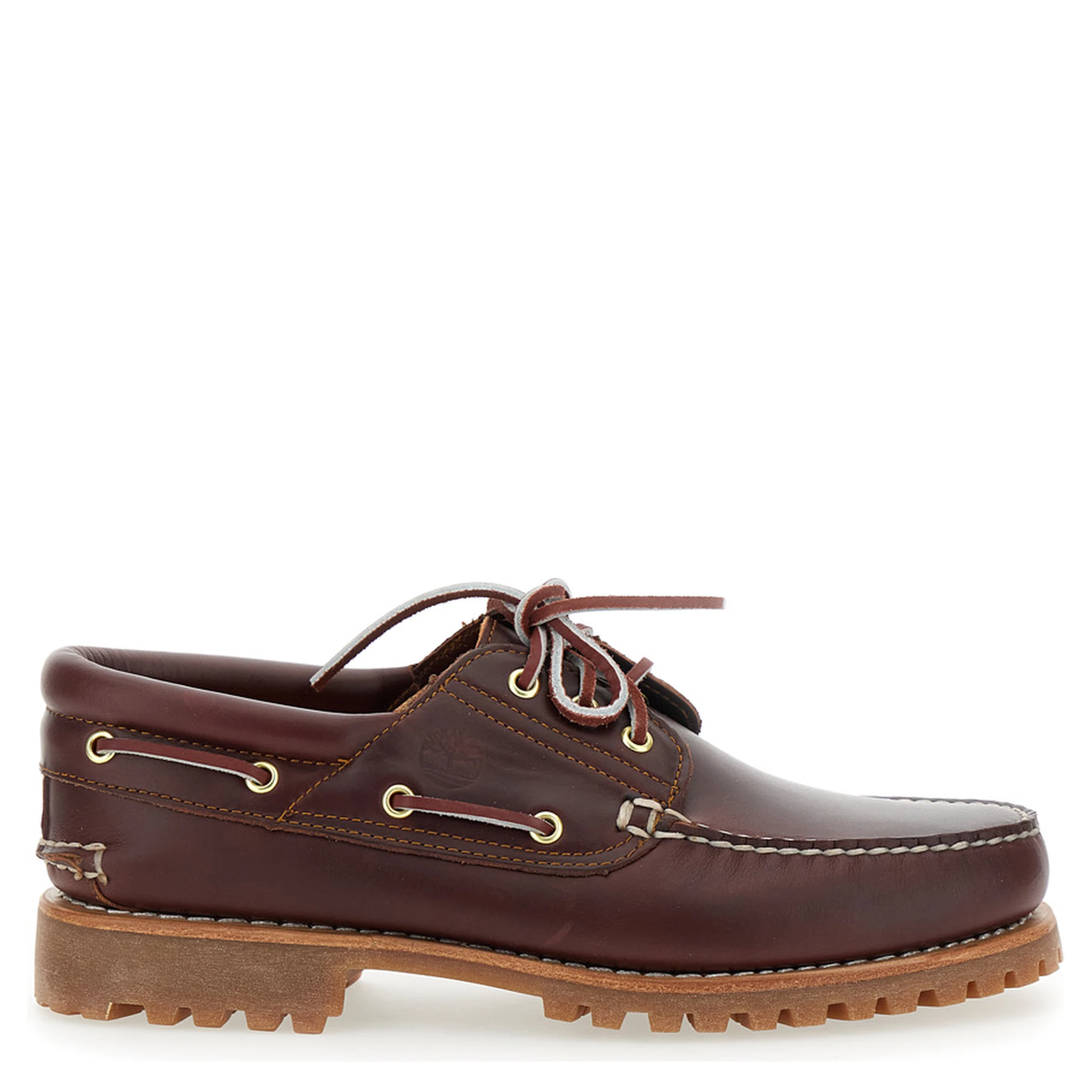 Authentic Brown Loafers with Embossed Logo on the Side in Leather Man