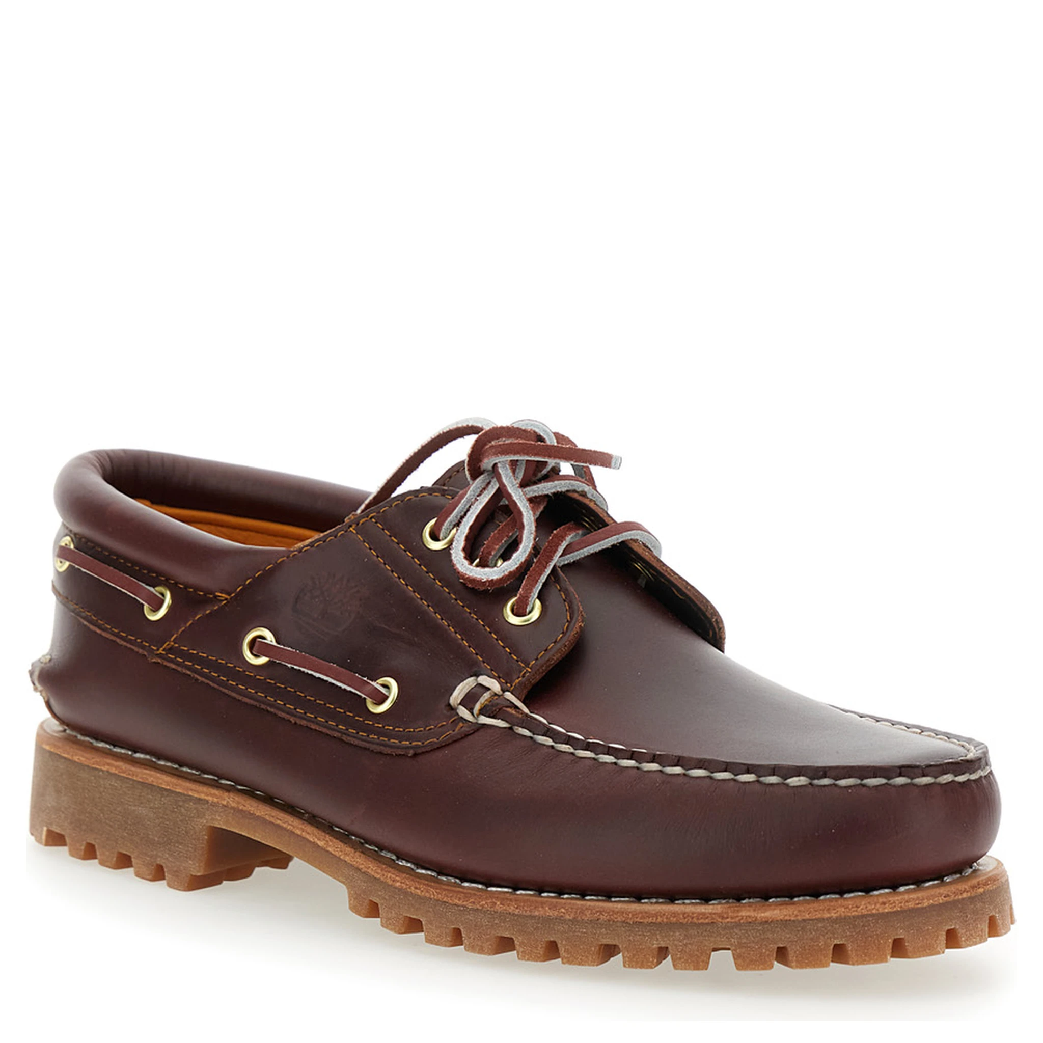 Authentic Brown Loafers with Embossed Logo on the Side in Leather Man