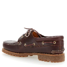 Authentic Brown Loafers with Embossed Logo on the Side in Leather Man