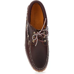 Authentic Brown Loafers with Embossed Logo on the Side in Leather Man