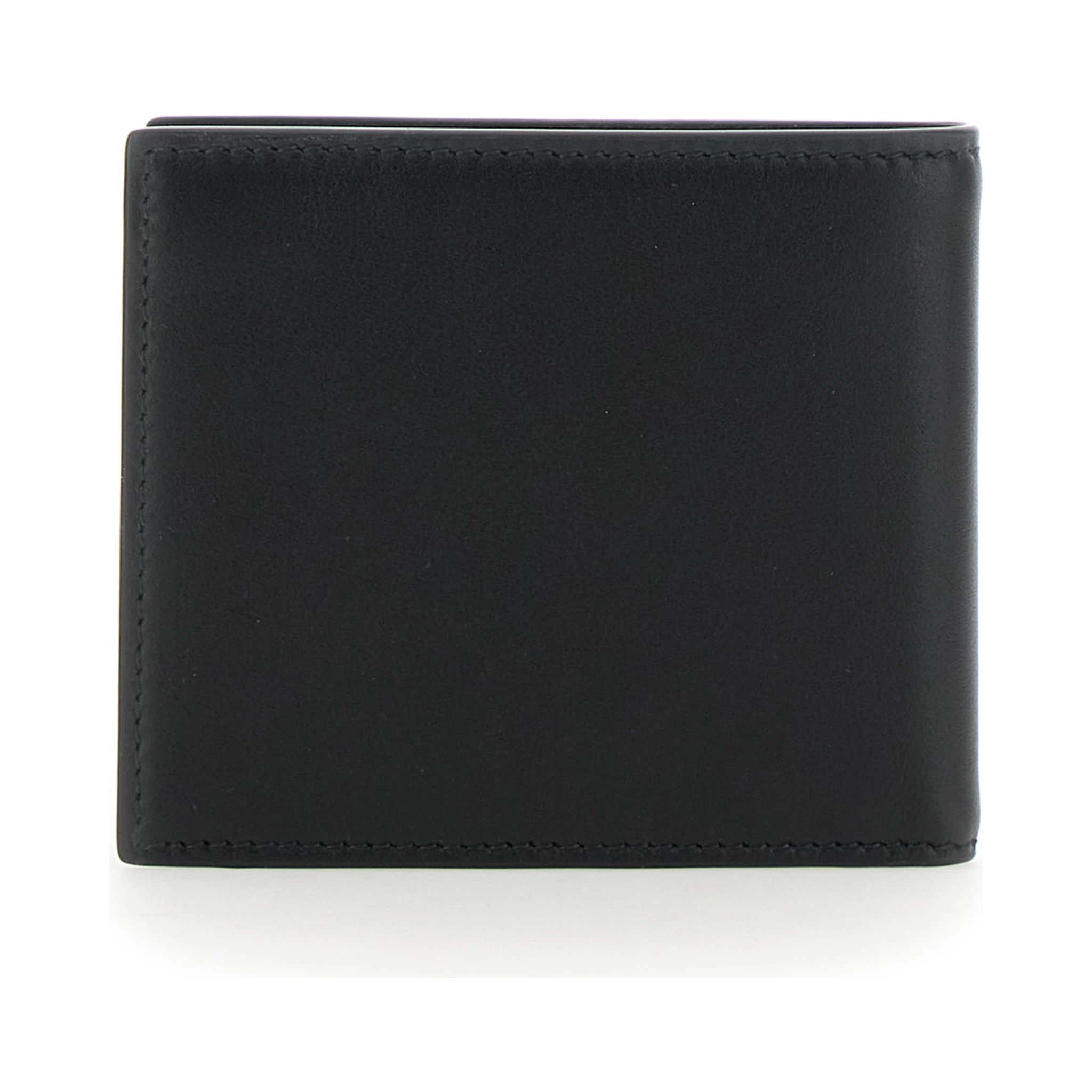 Black Bi-Fold Wallet with Double G Plaque on the Front in Leather Man