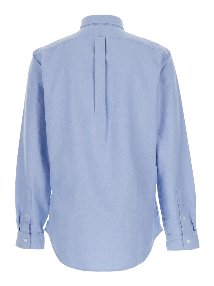 Slim Fit Oxford Light Blue Shirt with Button-Down Collar and Front Embroidery in Cotton Man alternative