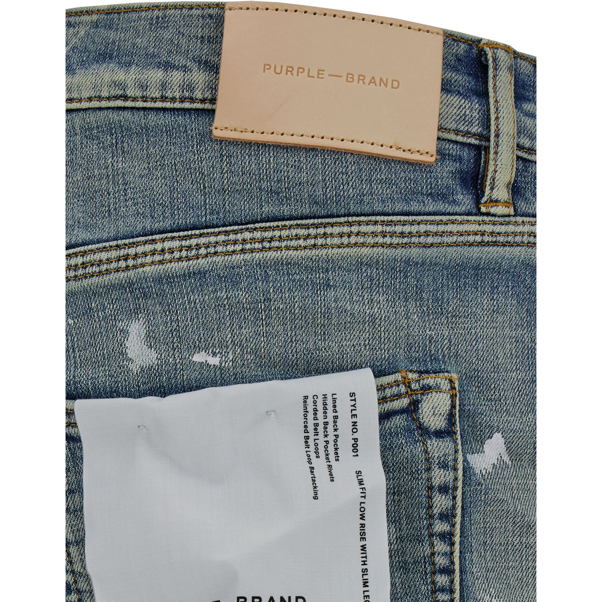 Light Blue Five Pockets Skinny Jeans with Paint Stains in Cotton Denim Man