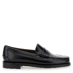 Black Pull-On Loafers in Leather Man
