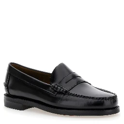 Black Pull-On Loafers in Leather Man