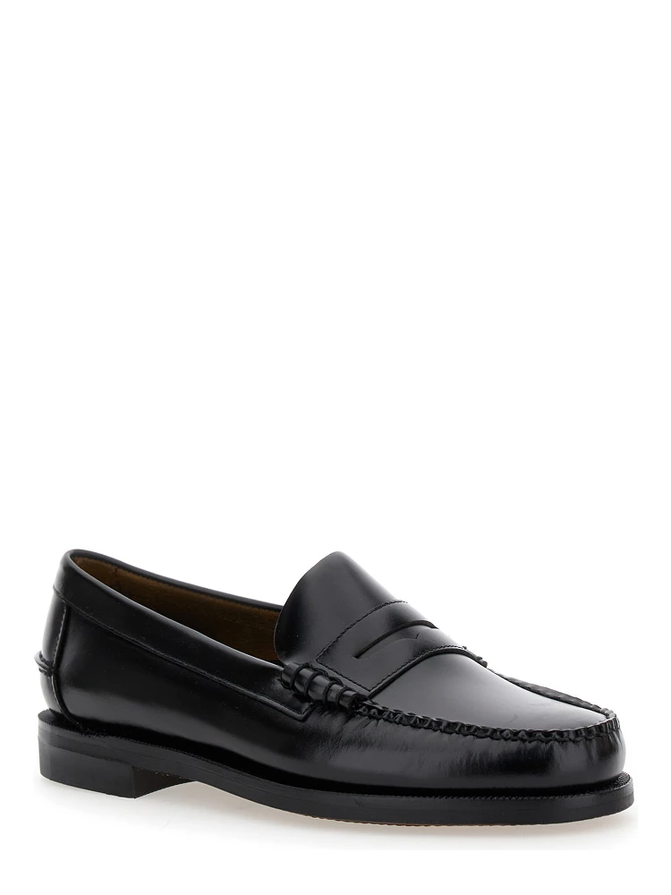 Black Pull-On Loafers in Leather Man alternative