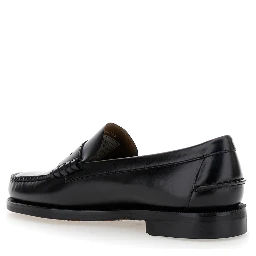 Black Pull-On Loafers in Leather Man