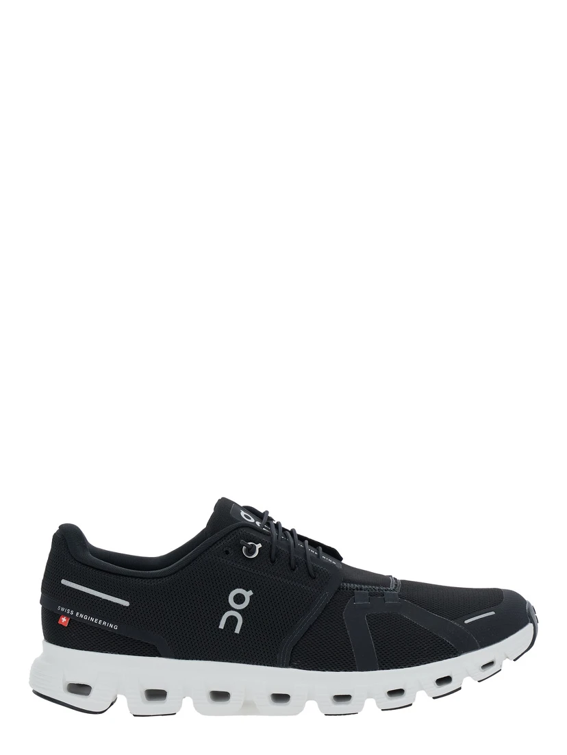 Cloud 6 Black Low Top Sneakers with Mesh Details and Logo on the Side in Tech Fabric Man