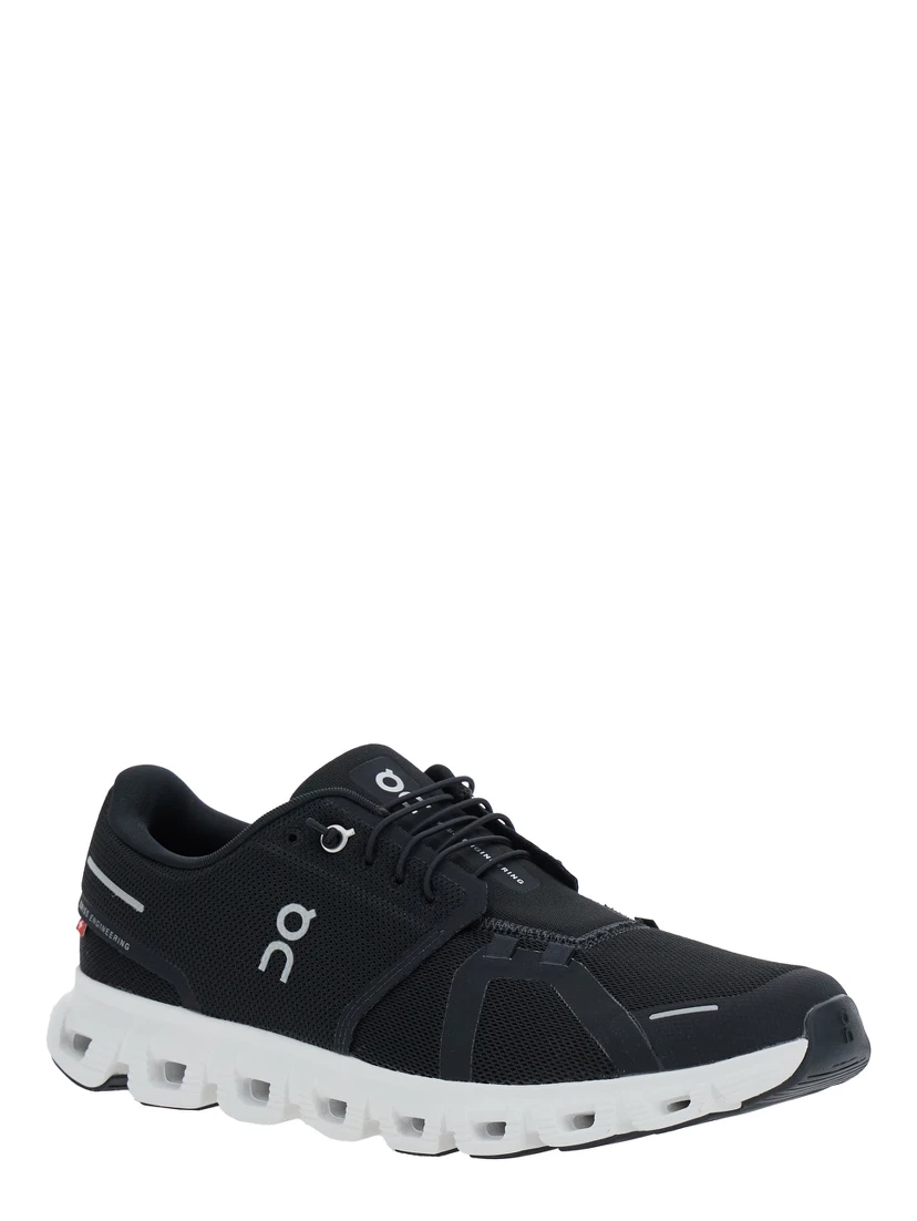 Cloud 6 Black Low Top Sneakers with Mesh Details and Logo on the Side in Tech Fabric Man