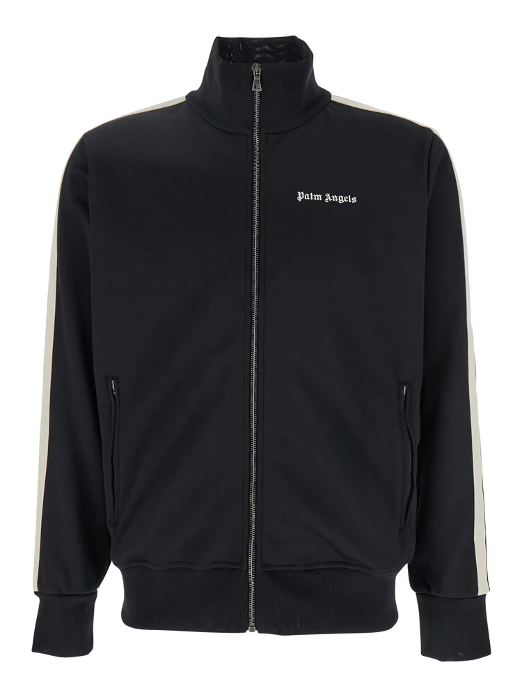 Classic Logo Black Sweatshirt with Logo Printed on the Front in Tech Fabric Man