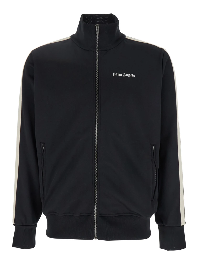 Classic Logo Black Sweatshirt with Logo Printed on the Front in Tech Fabric Man