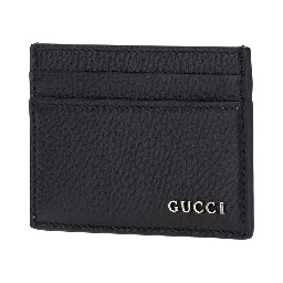 حامل بطاقات أسود بشعار من الجلد المطروق للرجال