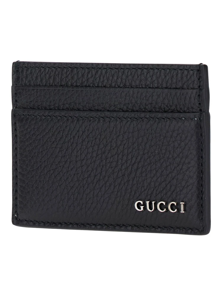 حامل بطاقات أسود بشعار من الجلد المطروق للرجال alternative