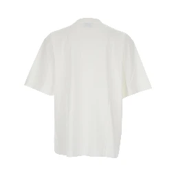 White Oversized T-Shirt with Contrasting Logo Lettering Print in Cotton Man
