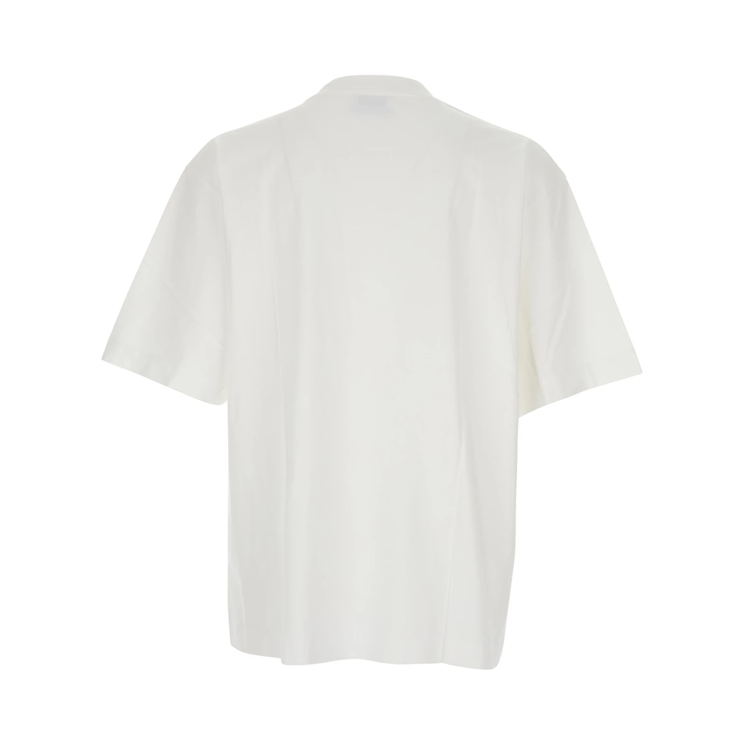 White Oversized T-Shirt with Contrasting Logo Lettering Print in Cotton Man