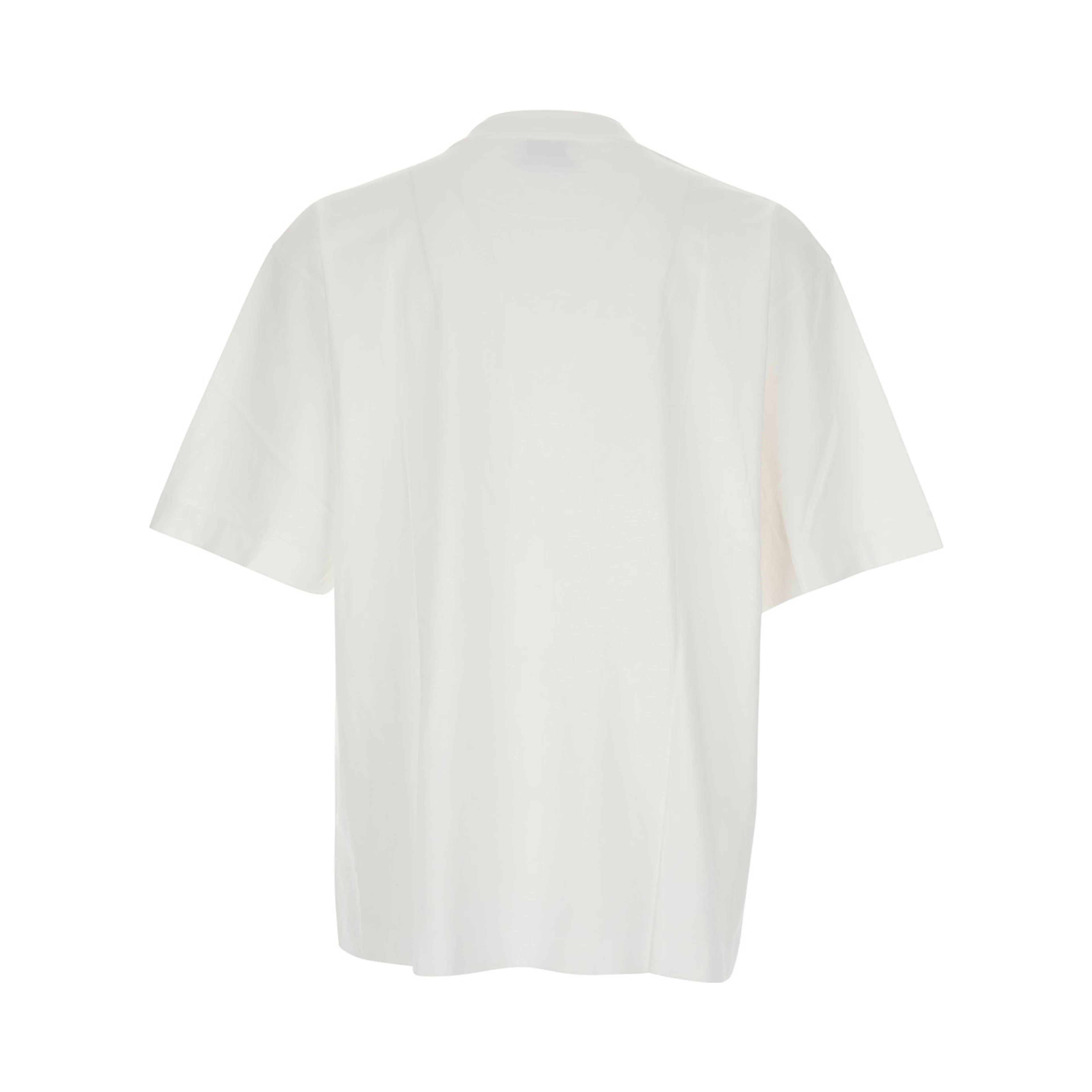 White Oversized T-Shirt with Contrasting Logo Lettering Print in Cotton Man