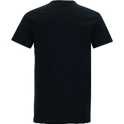 Black Crewneck T-Shirt with Medusa Logo Print in Stretch Cotton Man