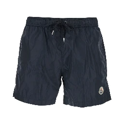 Blue Swimsuit with Logo Patch on the Front in Tech Fabric Man