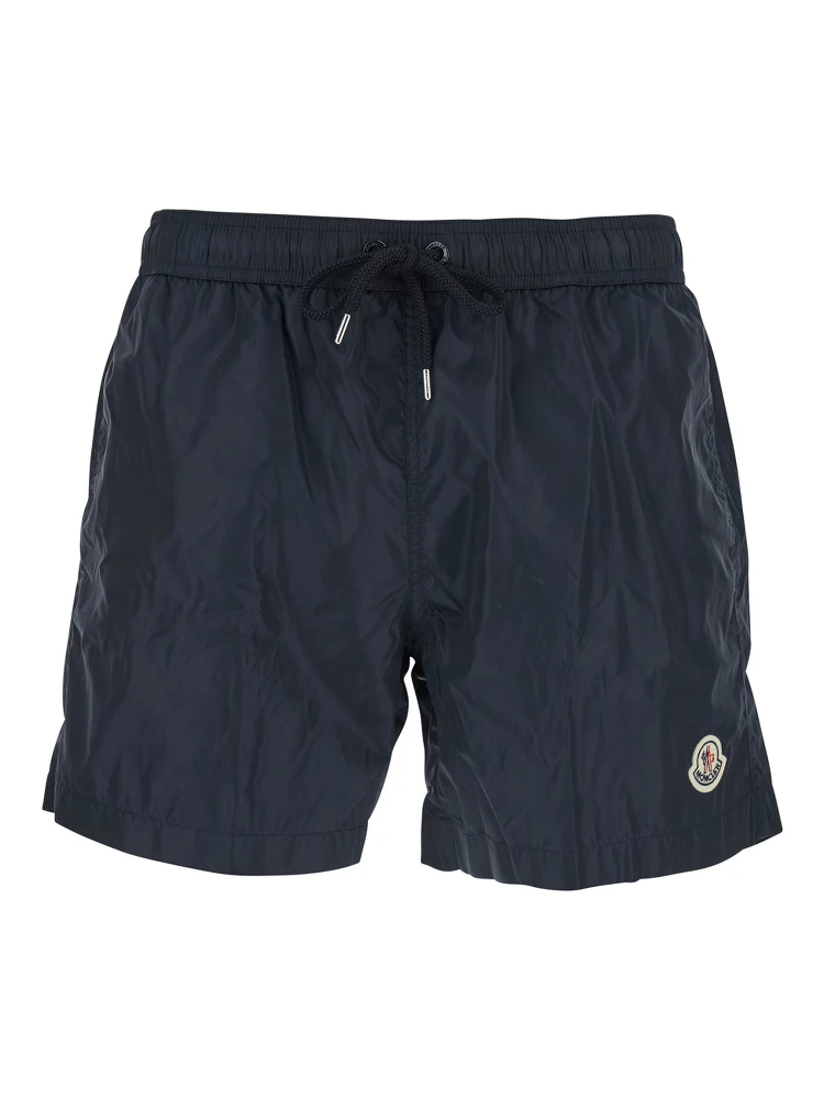 Blue Swimsuit with Logo Patch on the Front in Tech Fabric Man