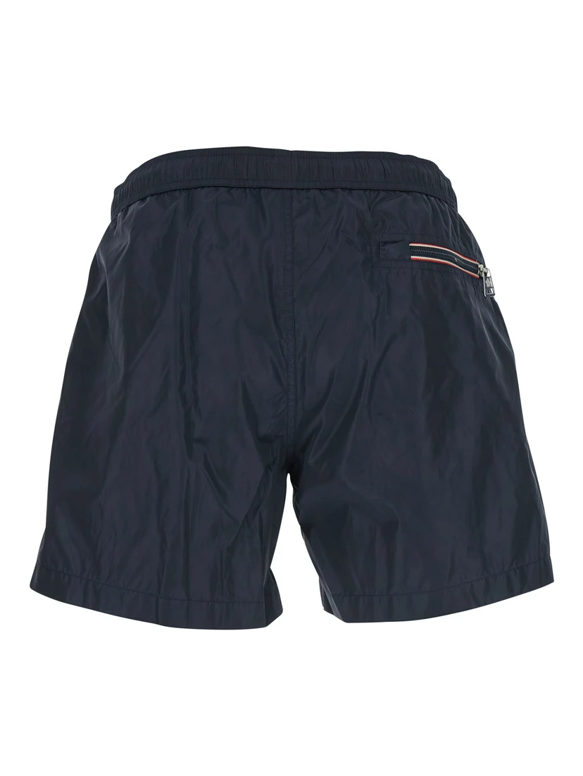 Blue Swimsuit with Logo Patch on the Front in Tech Fabric Man