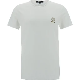 White Crewneck T-Shirt with Medusa Print on the Front in Cotton Stretch Man