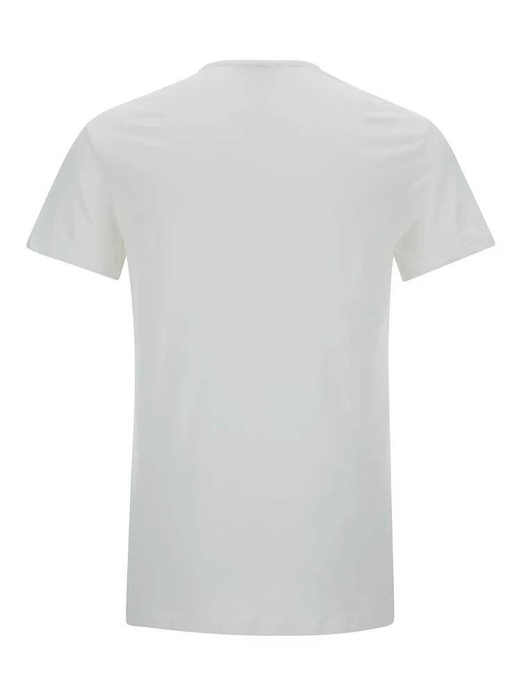 White Crewneck T-Shirt with Medusa Print on the Front in Cotton Stretch Man alternative