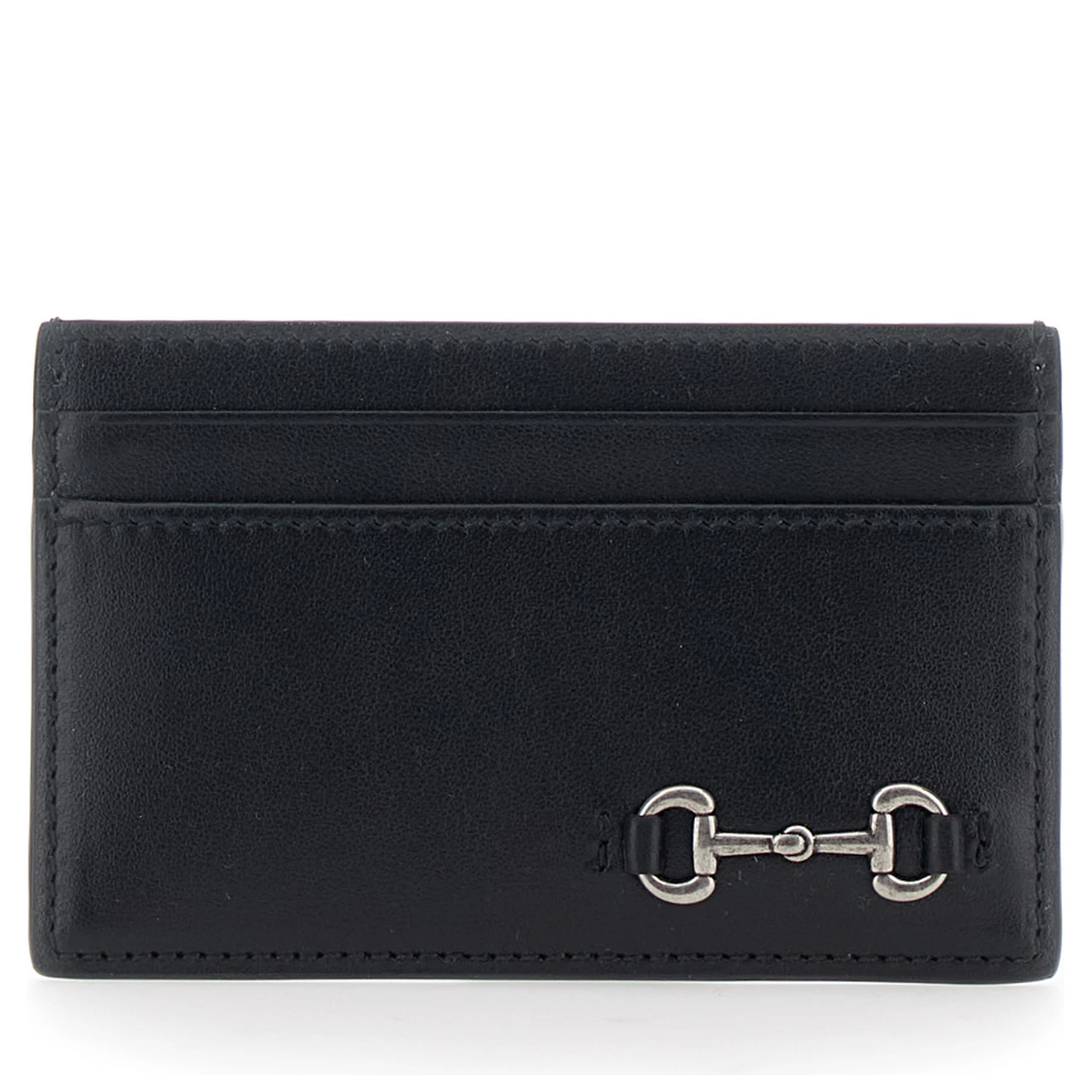 Black Card Holder with Horsebit on the Front in Leather Man