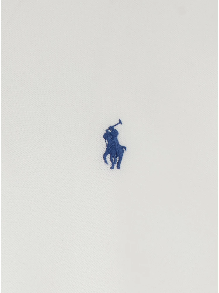 White Ultra-lightweight Shirt with Button-Down Collar and Pony Embroidery on the Front in Cotton Piquet Man alternative