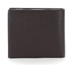 Brown Bi-Fold Wallet with Horsebit on the Front and Embossed Logo on the Inside in Leather Man