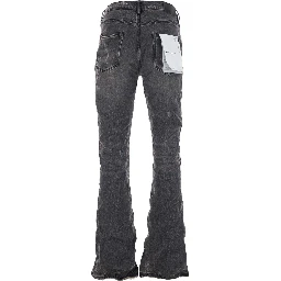Black Flared Jeans with Crinkled Effect in Denim Man