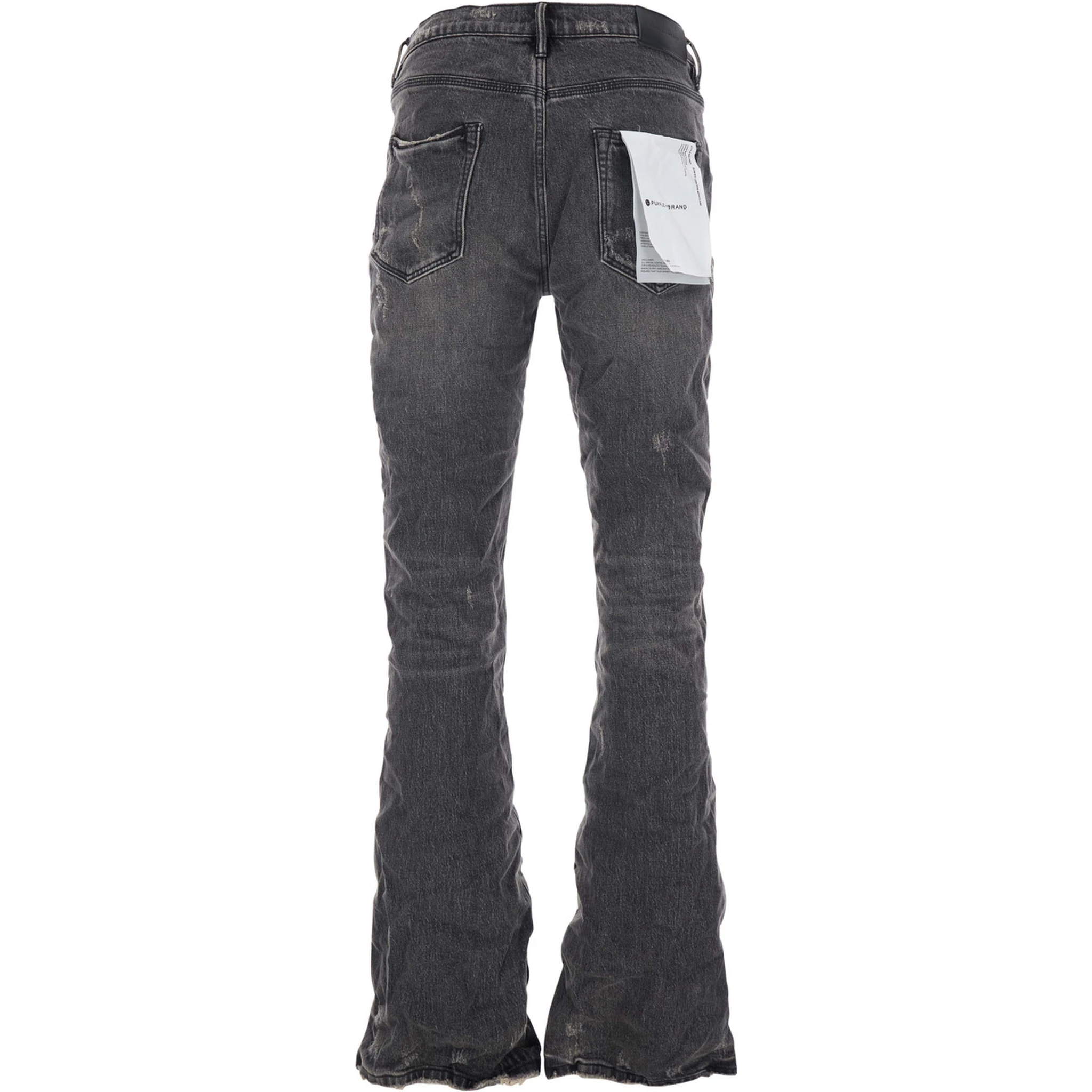 Black Flared Jeans with Crinkled Effect in Denim Man
