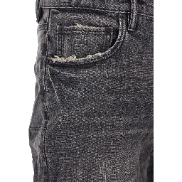 Black Flared Jeans with Crinkled Effect in Denim Man