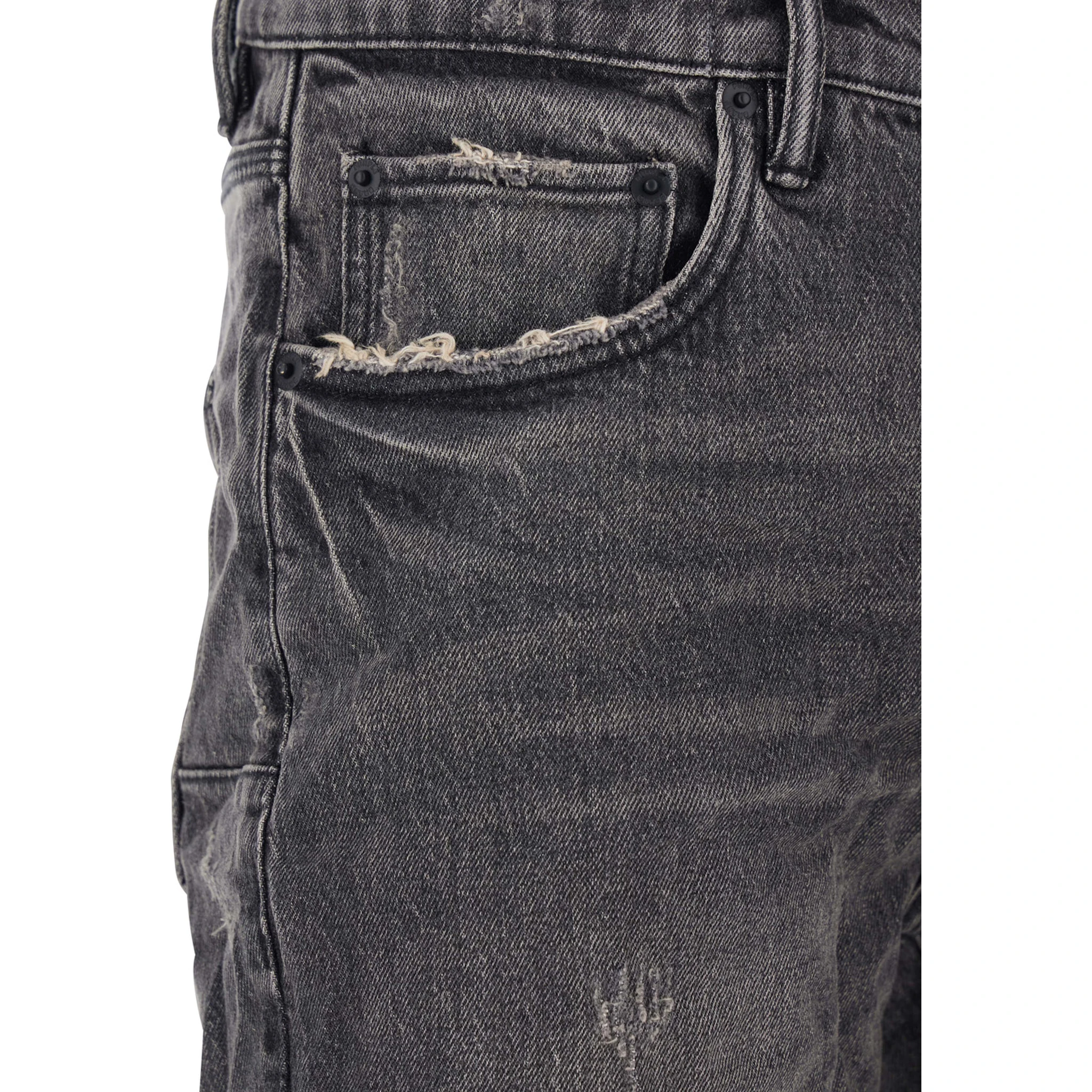 Black Flared Jeans with Crinkled Effect in Denim Man