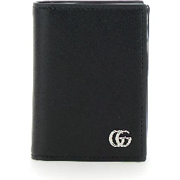 Black Card Holder with Double G Detail on the Front in Leather Man