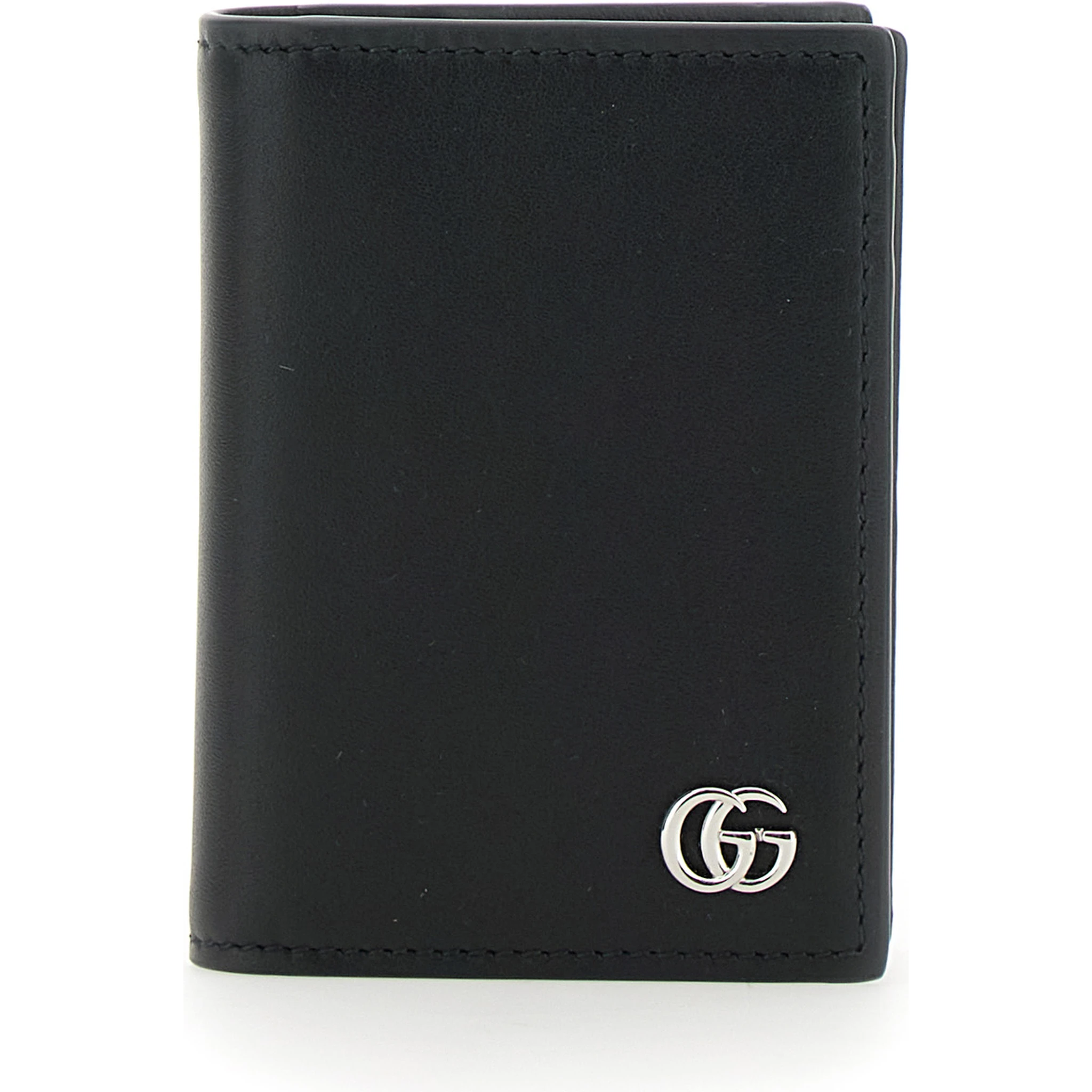 Black Card Holder with Double G Detail on the Front in Leather Man