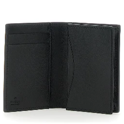 Black Card Holder with Double G Detail on the Front in Leather Man