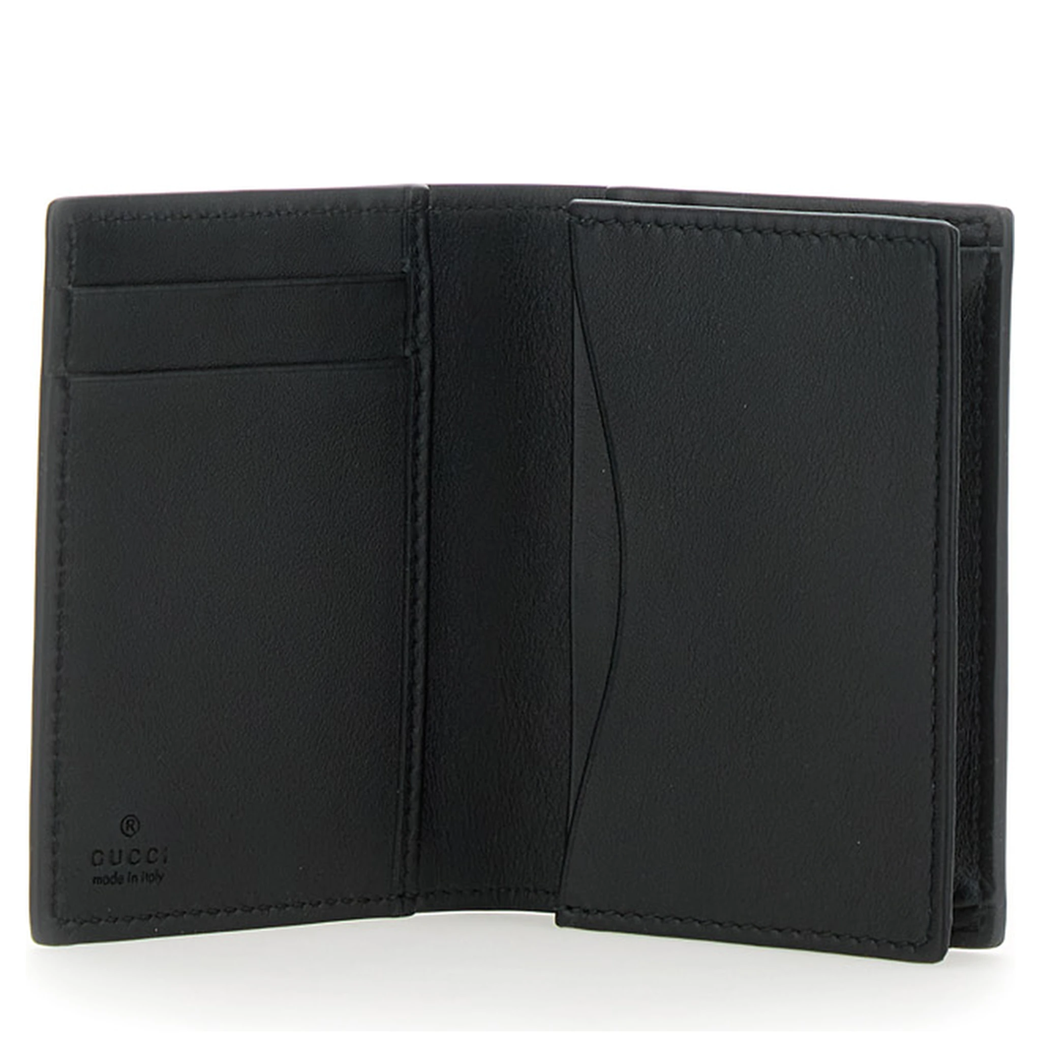 Black Card Holder with Double G Detail on the Front in Leather Man