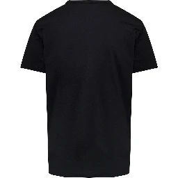 Black T-Shirt with Logo Tag Detail on the Front in Cotton Man