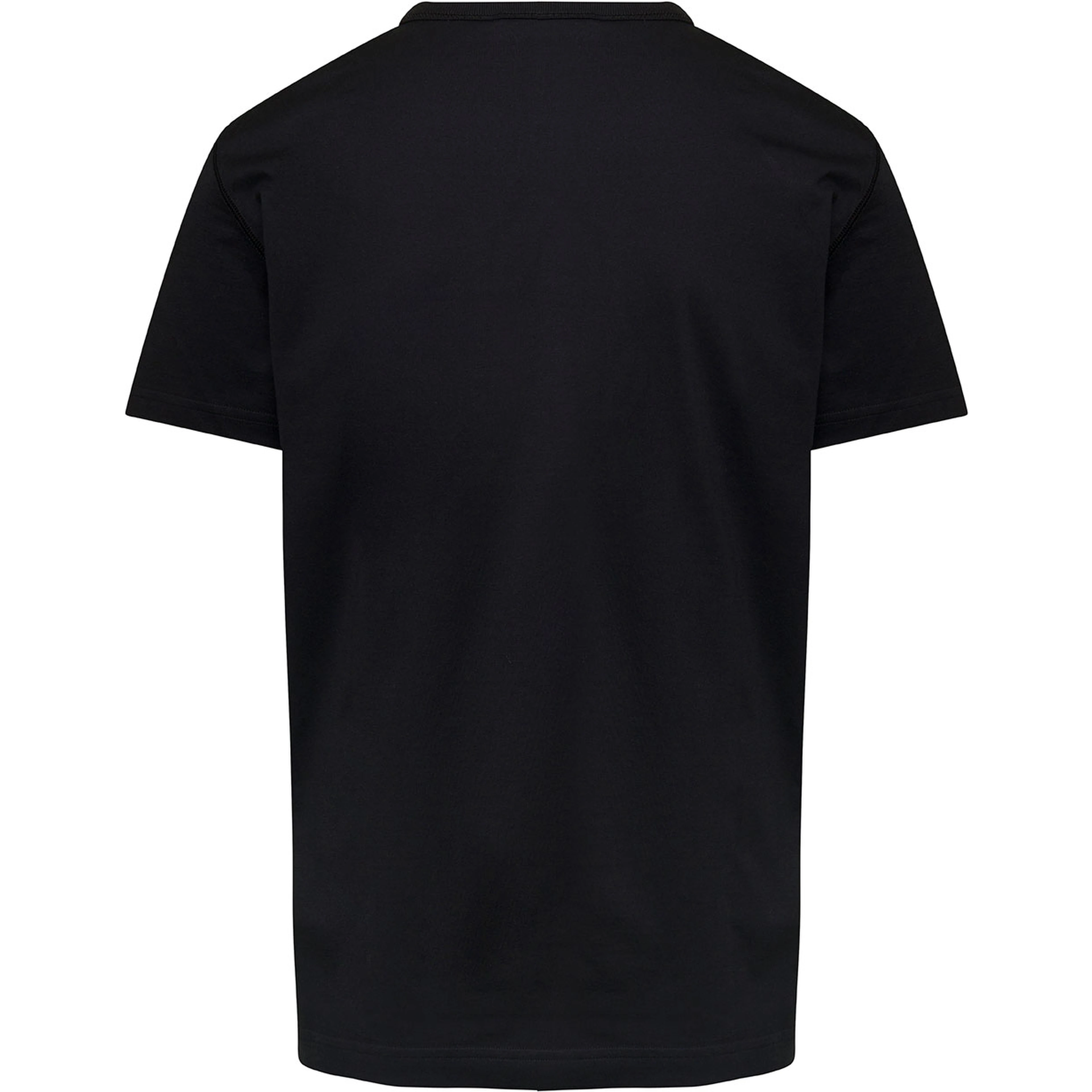 Black T-Shirt with Logo Tag Detail on the Front in Cotton Man