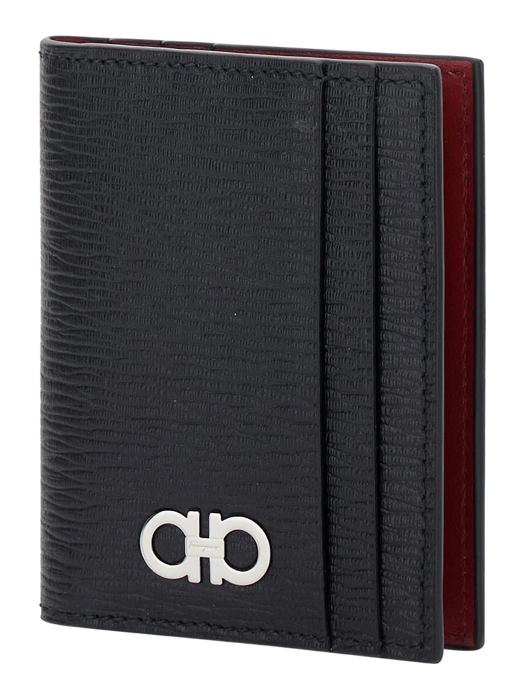 Black Card-Holder with Gancini Detail in Leather Man alternative